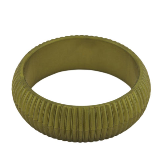 Bangle 85x26mm olive-green grooved structure plastic