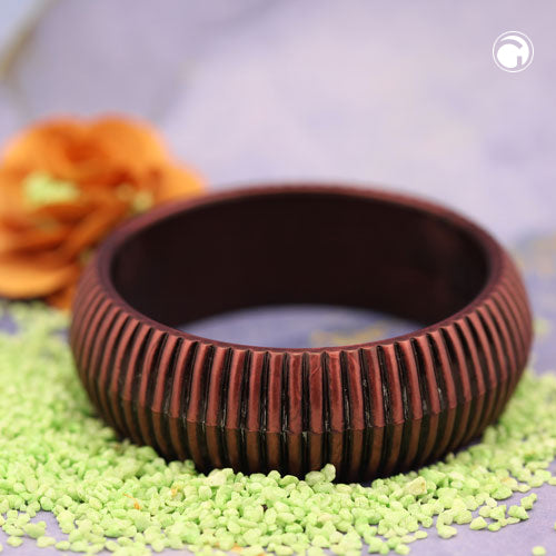 Bangle 85x26mm wine red grooved structure plastic