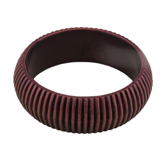 Bangle 85x26mm wine red grooved structure plastic
