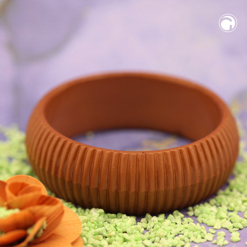 Bangle 85x26mm light brown grooved structure plastic