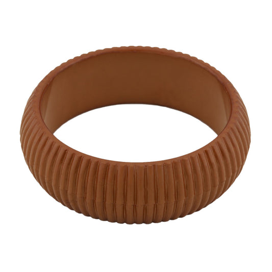 Bangle 85x26mm light brown grooved structure plastic