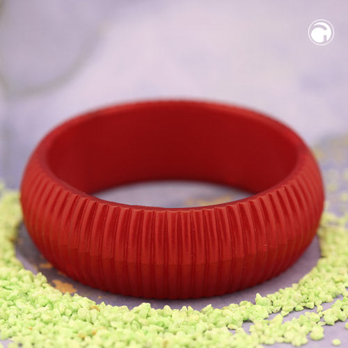 Bangle 85x26mm red-silky grooved structure plastic