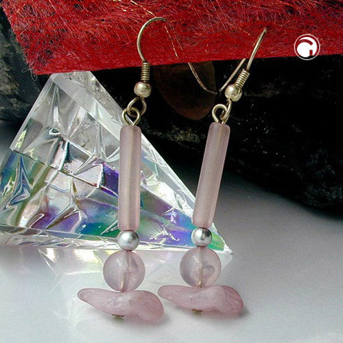 Ear hooks earrings 55mm rose lilac plastic