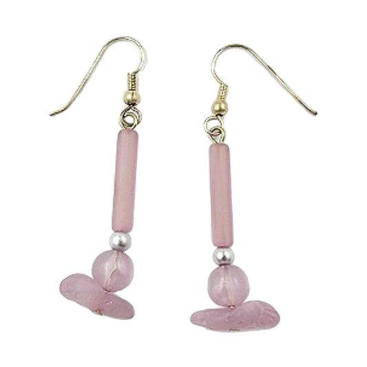 Ear hooks earrings 55mm rose lilac plastic