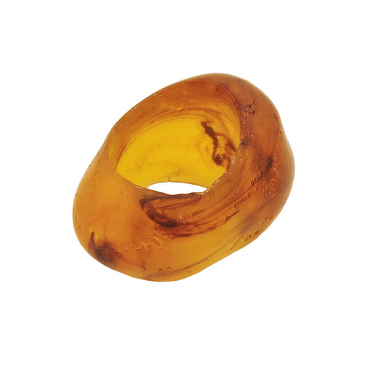 Scarf ring 33x25mm plastic ring bead non-round 17mm hole amber-marbled matt
