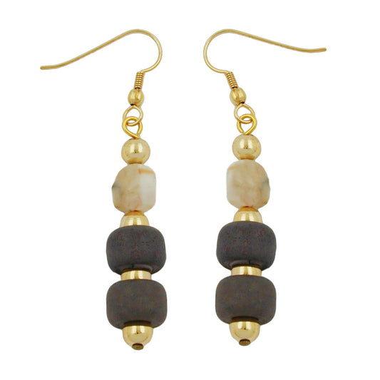 Ear hooks earrings earrings 56x10mm plastic mud beige natural