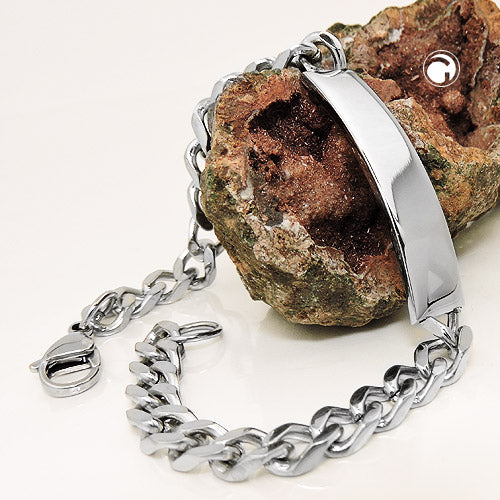 Schildband Armband 6,5mm Edelstahl – mit Gravurplatte, 20cm Länge