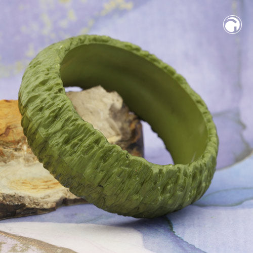 Bangle 87x28mm bark olive-green