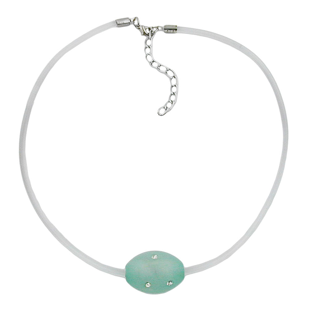 Kette 26x20mm Olive mint-kristall weißer Vollgummi-Schlauch 42cm