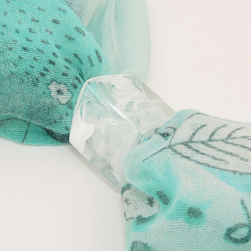 Cloth ring 45x36x18mm hexagon white-transparent glossy plastic