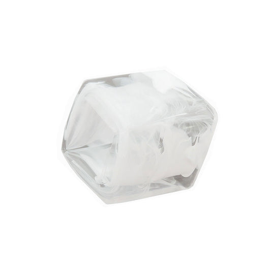 Cloth ring 45x36x18mm hexagon white-transparent glossy plastic