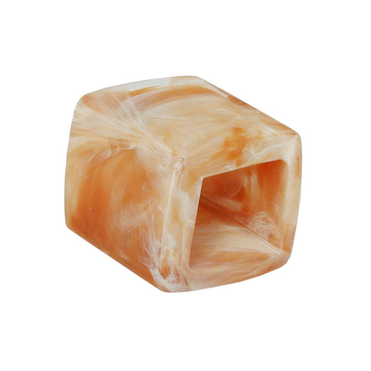 Cloth ring 45x36x18mm hexagon beige-marbled glossy plastic