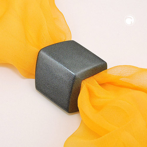 Cloth ring 45x36x18mm hexagon grey-anthracite-metallic glossy plastic