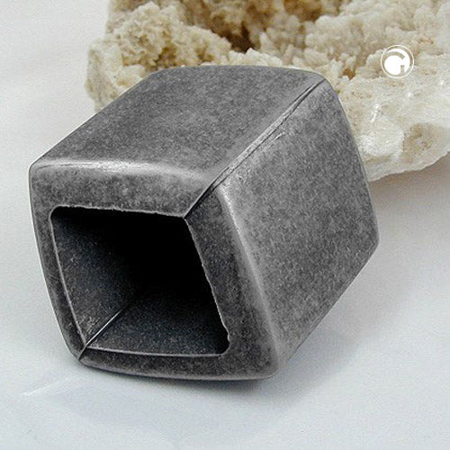 Cloth ring 45x36x18mm hexagon antique silver-metallic plastic