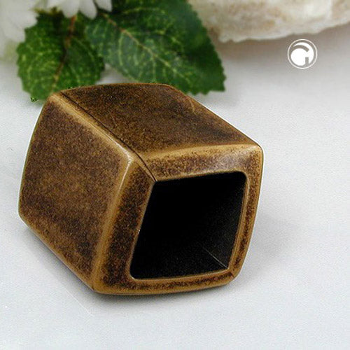 Cloth ring 45x36x18mm hexagon antique brass-metal colored plastic