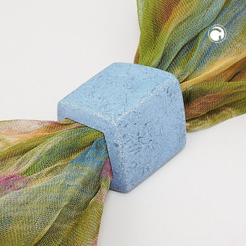 Scarf ring 45x36x18mm hexagon jeans-blue ceramic matt plastic