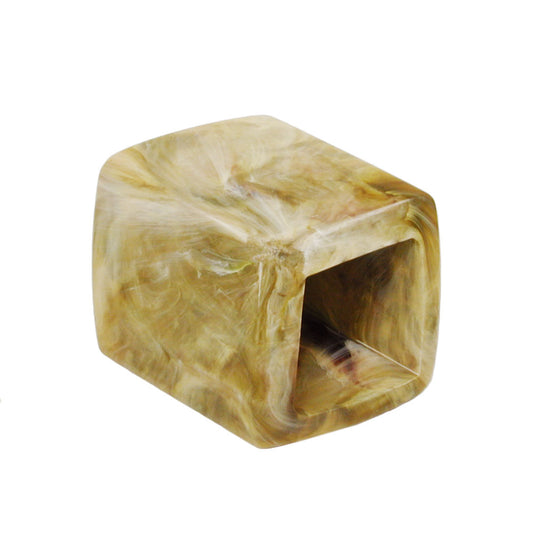 Cloth ring 45x36x18mm hexagon green-white-marbled glossy plastic