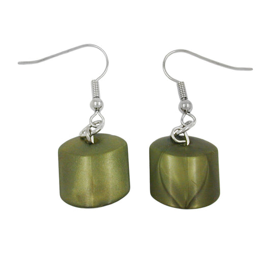 Ear hook earrings earrings 37x15mm slanted plastic green-silky-shiny
