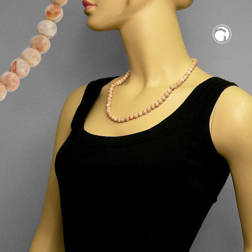 Kette 8mm Perle beige-marmoriert Kunststoff 55cm