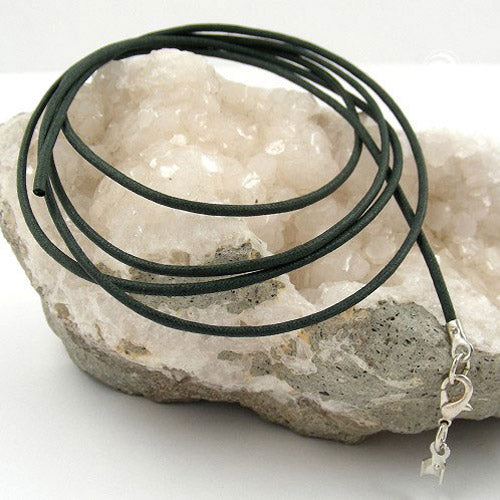 Cotton cord 1mm fir green with silver-colored clasp 1m