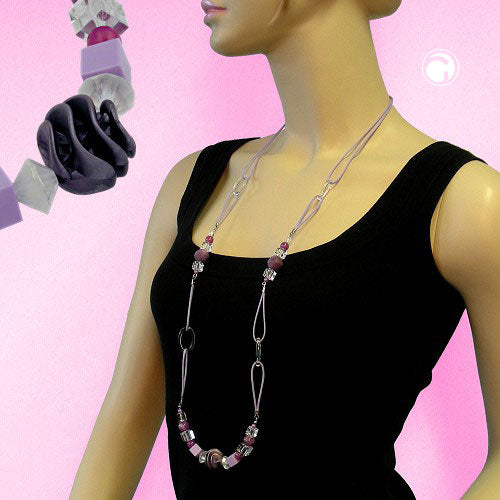 Kette 20mm Spiralperle Kunststoff flieder-lila Kordel lila 100cm