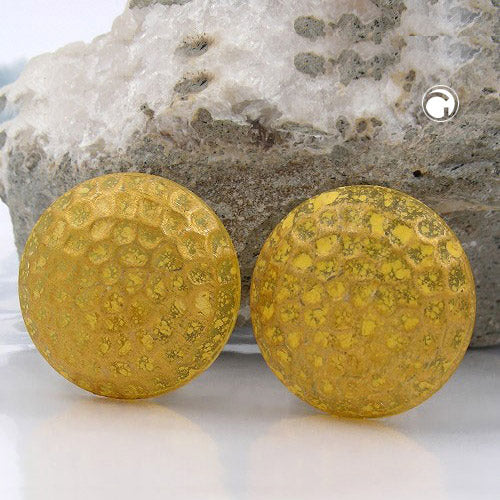 Clip 30mm yellow-gold colored matte textured pattern plastic button