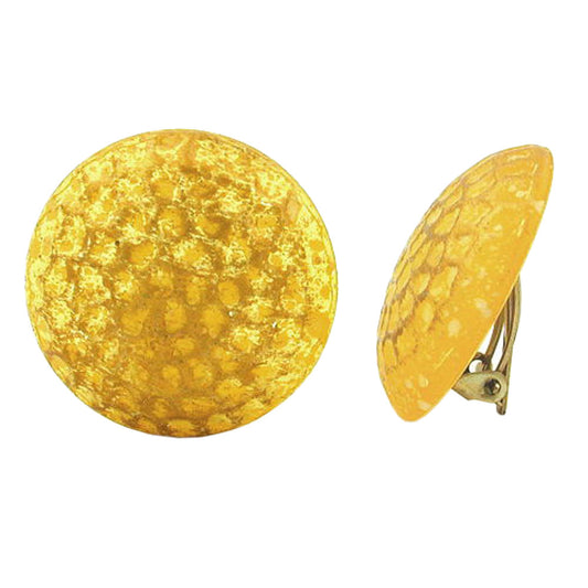 Clip 30mm yellow-gold colored matte textured pattern plastic button