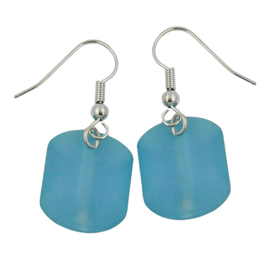 Ear hook earrings earrings 37x15mm slanted bead plastic turquoise-transparent-matt