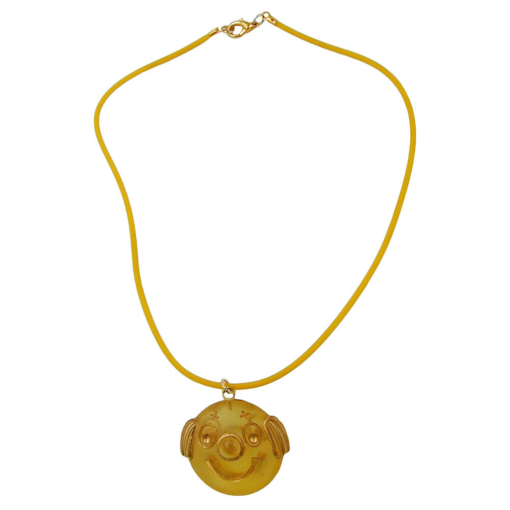 Chain 29mm round clown face made of plastic yellow-matt 40cm