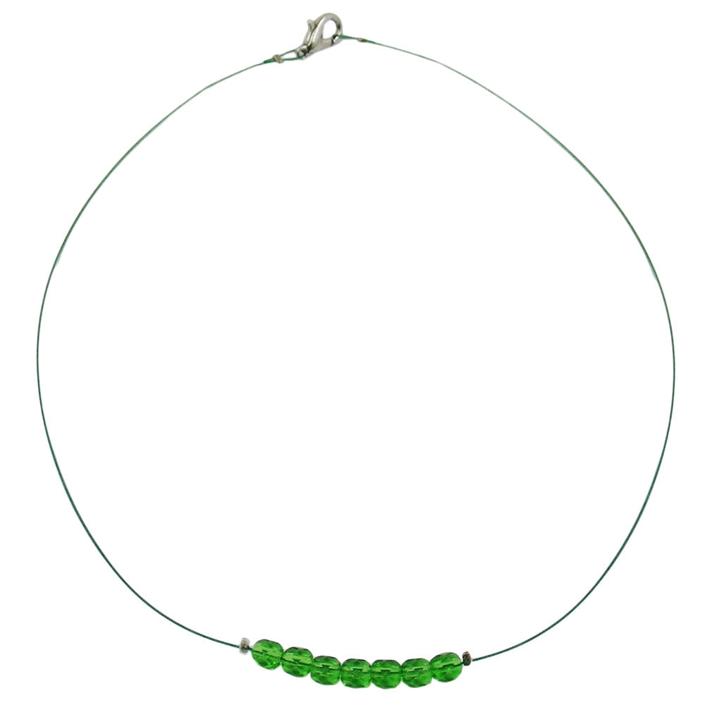 Kette Drahtkette mit facettierten Glasperlen grün 40cm