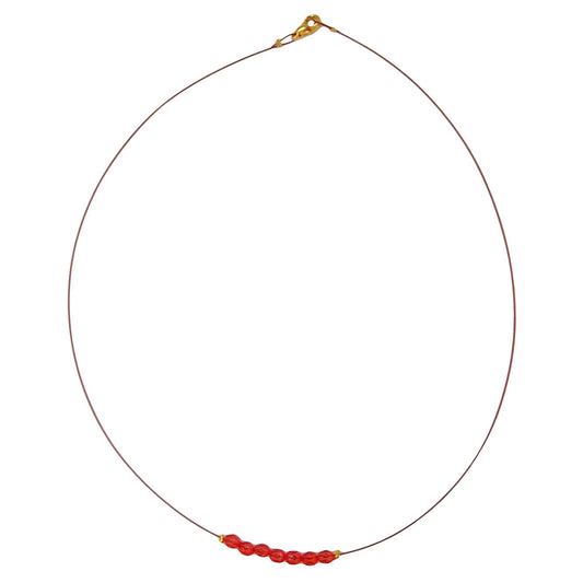Kette Drahtkette mit facettierten Kunststoffperlen rot 40cm