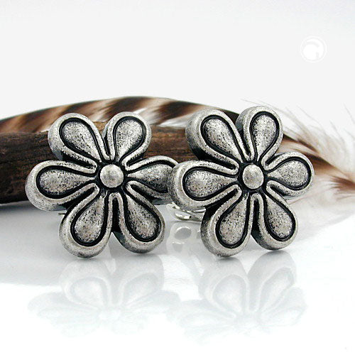 Clip flower antique silver-colored