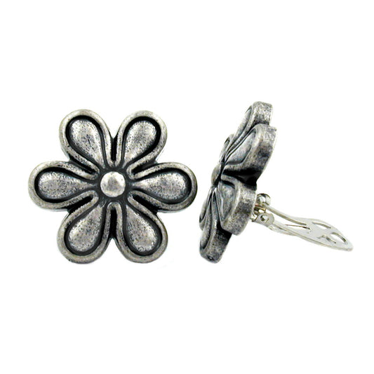 Clip flower antique silver-colored