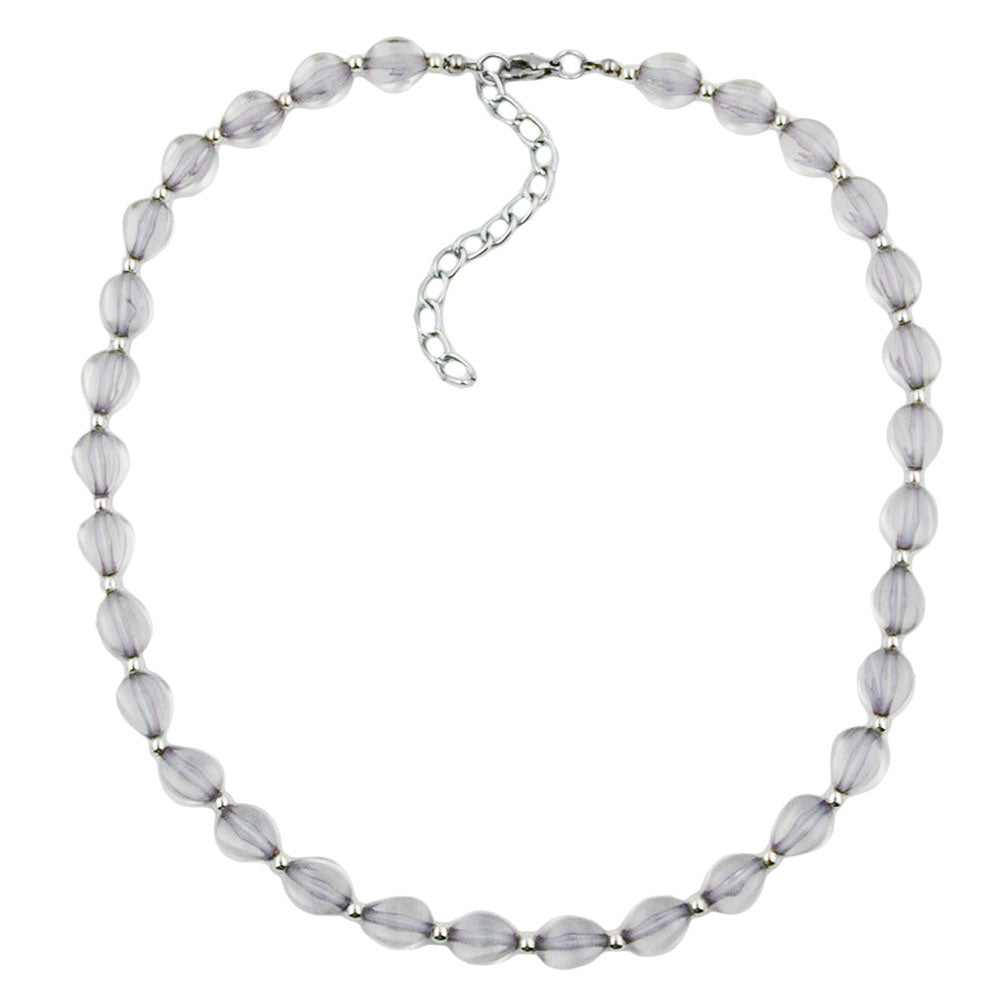 Chain 10mm square bead gray-transparent plastic 42cm