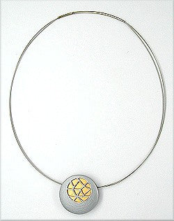 Kette 30mm Anhänger rund bicolor matt Draht 42cm