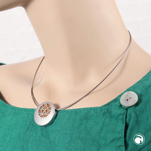 Bicolor-Halskette mit rundem Anhänger – modern, edel & ausdrucksstark