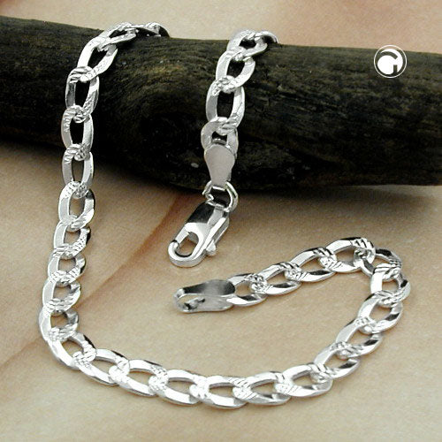 Armband 4,6mm Panzerkette flach mit Muster Silber 925