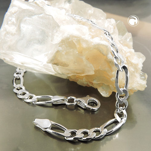 Armband 4,8mm Figarokette flach Silber 925