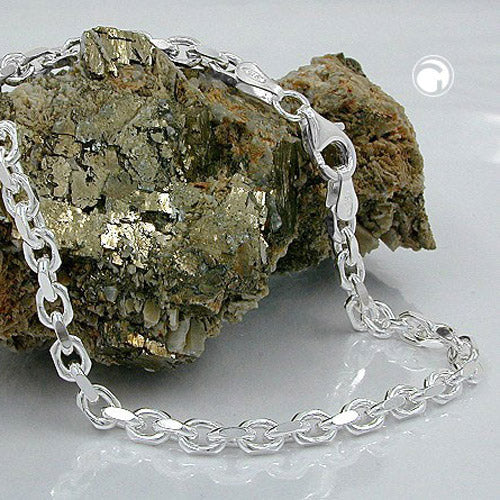 Armband 3,5mm Ankerkette 4x diamantiert Silber 925