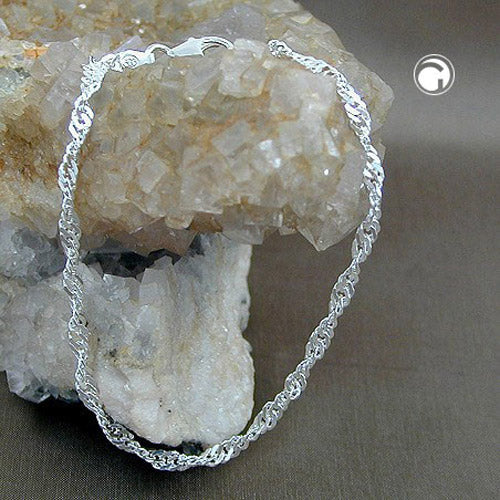 Armband 3mm Singapurkette diamantiert Silber 925