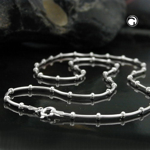 Bracelet 1mm round snake chain with balls symmetrical silver 925
