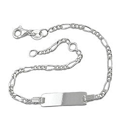 Schildarmband für Kinder 2,2mm Figarokette Gravurplatte 21x5mm Silber 925 16cm