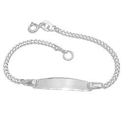 Schildarmband für Kinder 2mm Panzerkette Gravurplatte 23x5mm matt diamantiert Silber 925 14cm