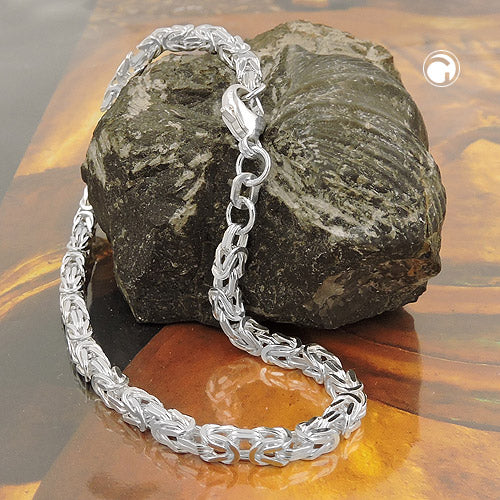 Armband ca.3mm Königskette vierkant glänzend Silber 925