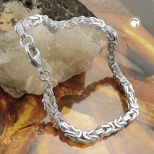 Armband ca.4mm Königskette vierkant glänzend Silber 925