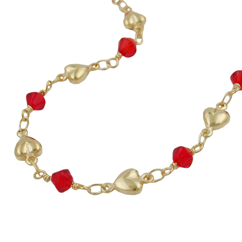 Armband 5mm Fantasie Herz und Glasperle rot AMD