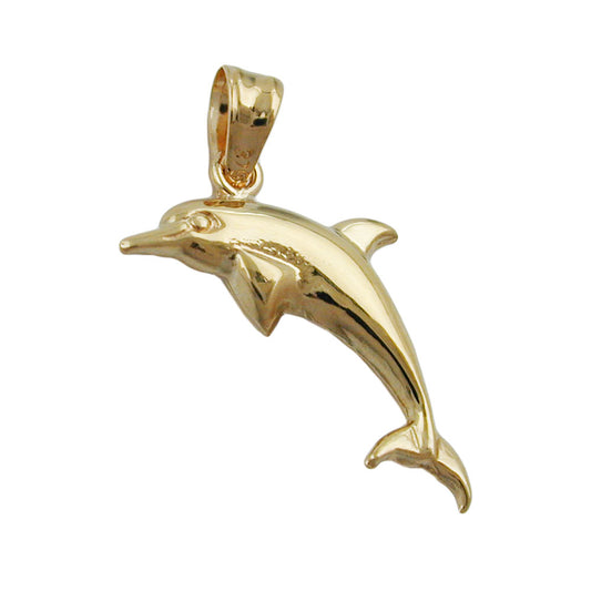 Pendant 18x8mm dolphin shiny 9Kt GOLD