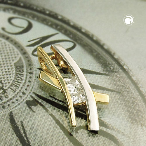 Bicolor-Anhänger mit Zirkonia aus 9 K Gold – moderne Eleganz in perfekter Harmonie