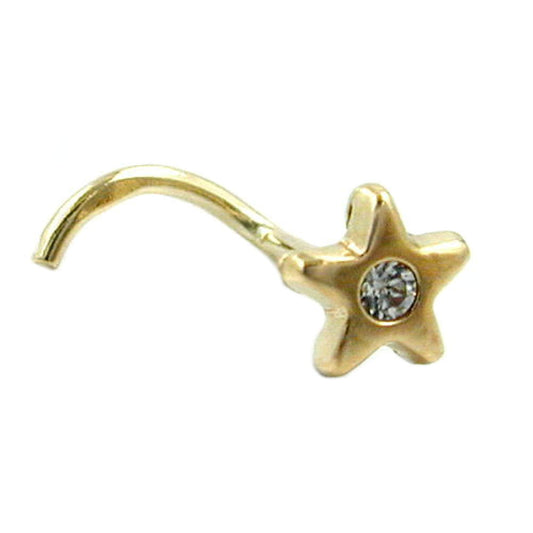 Nose stud 4mm star with white zirconia 14Kt GOLD