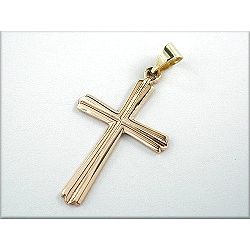 Pendant 25x15mm cross with groove in cross beam 9Kt GOLD